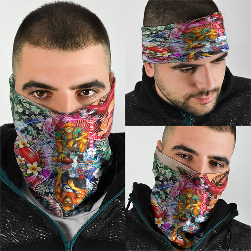 Personalized Greater Western Sydney Giants Neck Gaiter Tropical Hibiscus Flowers - Pacific Fusion Style