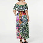 Personalized Greater Western Sydney Giants Off Shoulder Maxi Dress Tropical Hibiscus Flowers - Pacific Fusion Style