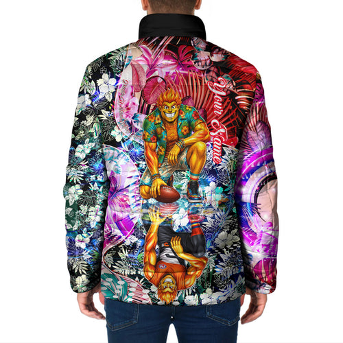 Personalized Greater Western Sydney Giants Padded Jacket Tropical Hibiscus Flowers - Pacific Fusion Style