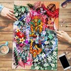 Personalized Greater Western Sydney Giants Puzzle Tropical Hibiscus Flowers - Pacific Fusion Style