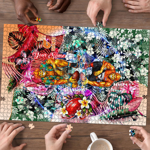 Personalized Greater Western Sydney Giants Puzzle Tropical Hibiscus Flowers - Pacific Fusion Style