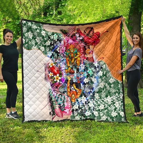 Personalized Greater Western Sydney Giants Quilt Tropical Hibiscus Flowers - Pacific Fusion Style