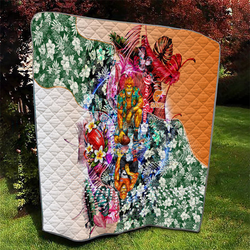 Personalized Greater Western Sydney Giants Quilt Tropical Hibiscus Flowers - Pacific Fusion Style