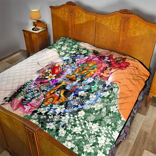 Personalized Greater Western Sydney Giants Quilt Tropical Hibiscus Flowers - Pacific Fusion Style