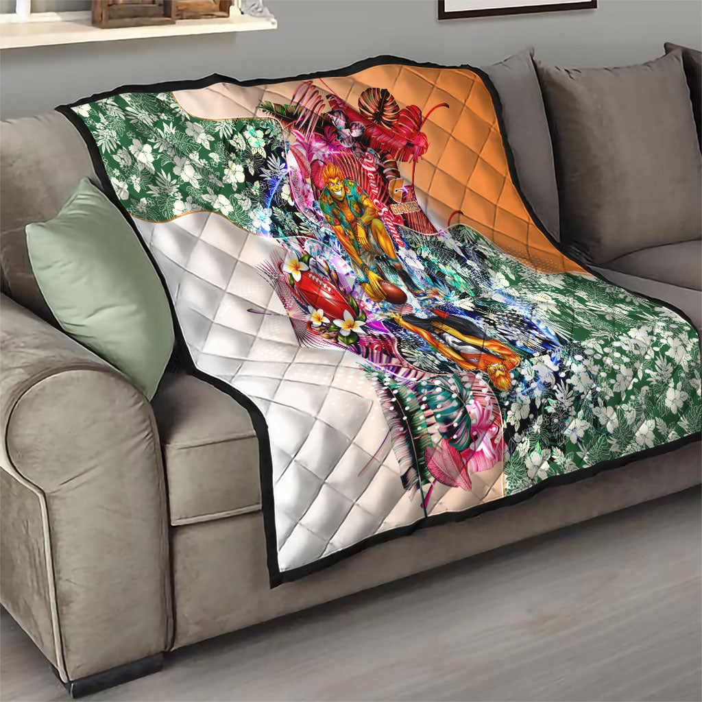 Personalized Greater Western Sydney Giants Quilt Tropical Hibiscus Flowers - Pacific Fusion Style