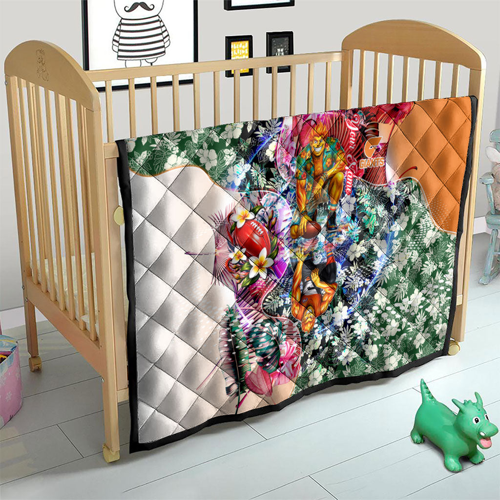 Personalized Greater Western Sydney Giants Quilt Tropical Hibiscus Flowers - Pacific Fusion Style
