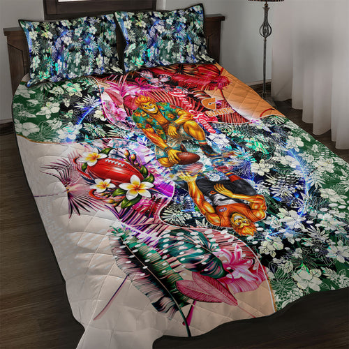 Personalized Greater Western Sydney Giants Quilt Bed Set Tropical Hibiscus Flowers - Pacific Fusion Style