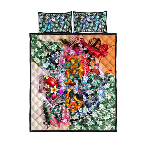 Personalized Greater Western Sydney Giants Quilt Bed Set Tropical Hibiscus Flowers - Pacific Fusion Style