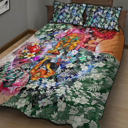 Personalized Greater Western Sydney Giants Quilt Bed Set Tropical Hibiscus Flowers - Pacific Fusion Style