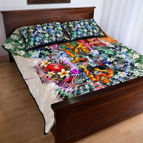 Personalized Greater Western Sydney Giants Quilt Bed Set Tropical Hibiscus Flowers - Pacific Fusion Style