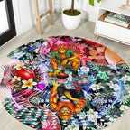 Personalized Greater Western Sydney Giants Round Carpet Tropical Hibiscus Flowers - Pacific Fusion Style