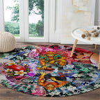 Personalized Greater Western Sydney Giants Round Carpet Tropical Hibiscus Flowers - Pacific Fusion Style