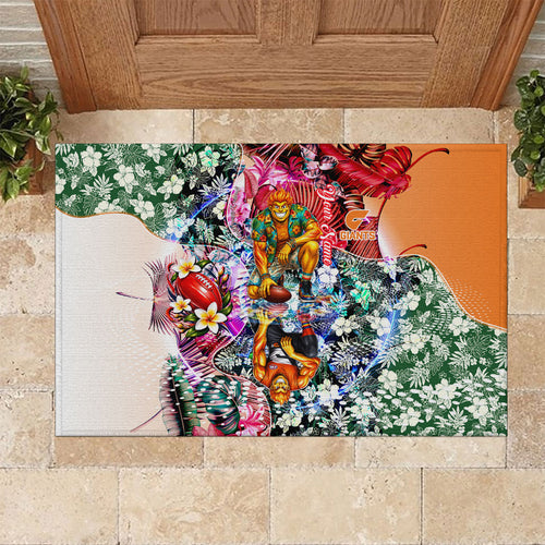 Personalized Greater Western Sydney Giants Rubber Doormat Tropical Hibiscus Flowers - Pacific Fusion Style