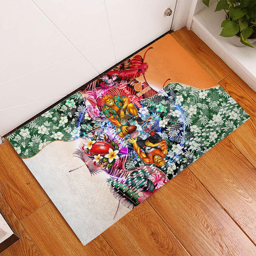 Personalized Greater Western Sydney Giants Rubber Doormat Tropical Hibiscus Flowers - Pacific Fusion Style