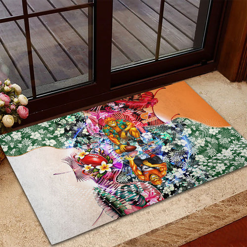 Personalized Greater Western Sydney Giants Rubber Doormat Tropical Hibiscus Flowers - Pacific Fusion Style