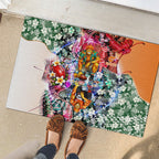 Personalized Greater Western Sydney Giants Rubber Doormat Tropical Hibiscus Flowers - Pacific Fusion Style
