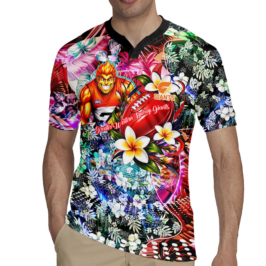 Personalized Greater Western Sydney Giants Rugby Jersey Tropical Hibiscus Flowers - Pacific Fusion Style