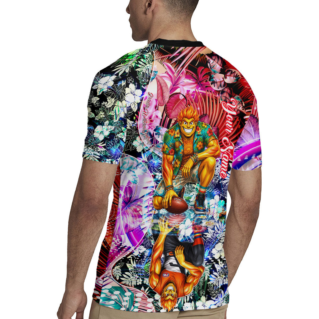 Personalized Greater Western Sydney Giants Rugby Jersey Tropical Hibiscus Flowers - Pacific Fusion Style