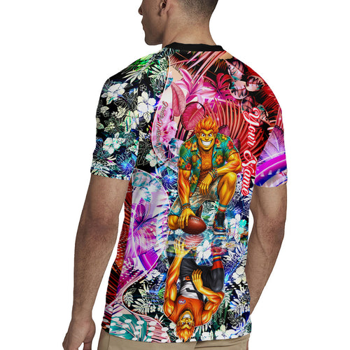 Personalized Greater Western Sydney Giants Rugby Jersey Tropical Hibiscus Flowers - Pacific Fusion Style