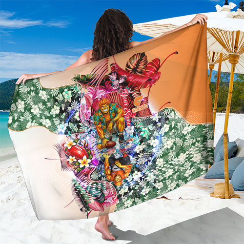 Personalized Greater Western Sydney Giants Sarong Tropical Hibiscus Flowers - Pacific Fusion Style