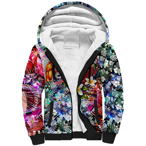 Personalized Greater Western Sydney Giants Sherpa Hoodie Tropical Hibiscus Flowers - Pacific Fusion Style