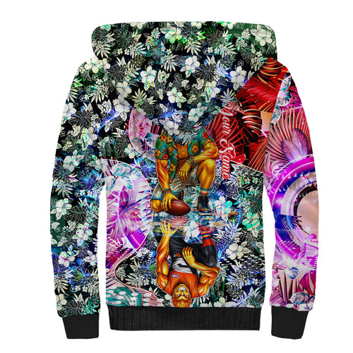 Personalized Greater Western Sydney Giants Sherpa Hoodie Tropical Hibiscus Flowers - Pacific Fusion Style
