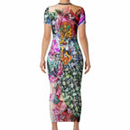 Personalized Greater Western Sydney Giants Short Sleeve Bodycon Dress Tropical Hibiscus Flowers - Pacific Fusion Style