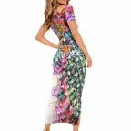 Personalized Greater Western Sydney Giants Short Sleeve Bodycon Dress Tropical Hibiscus Flowers - Pacific Fusion Style