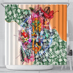 Personalized Greater Western Sydney Giants Shower Curtain Tropical Hibiscus Flowers - Pacific Fusion Style