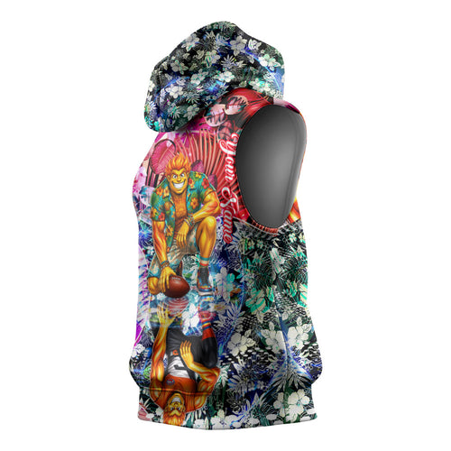 Personalized Greater Western Sydney Giants Sleeveless Hoodie Tropical Hibiscus Flowers - Pacific Fusion Style