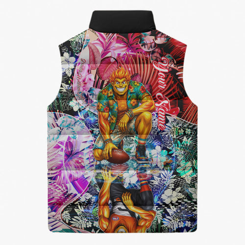 Personalized Greater Western Sydney Giants Sleeveless Puffer Jacket Tropical Hibiscus Flowers - Pacific Fusion Style