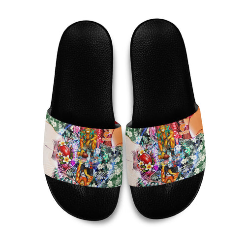 Personalized Greater Western Sydney Giants Slide Sandals Tropical Hibiscus Flowers - Pacific Fusion Style