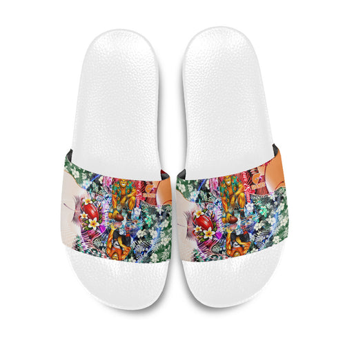 Personalized Greater Western Sydney Giants Slide Sandals Tropical Hibiscus Flowers - Pacific Fusion Style