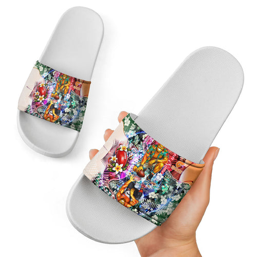 Personalized Greater Western Sydney Giants Slide Sandals Tropical Hibiscus Flowers - Pacific Fusion Style