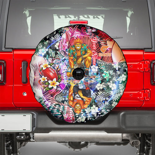 Personalized Greater Western Sydney Giants Spare Tire Cover Tropical Hibiscus Flowers - Pacific Fusion Style