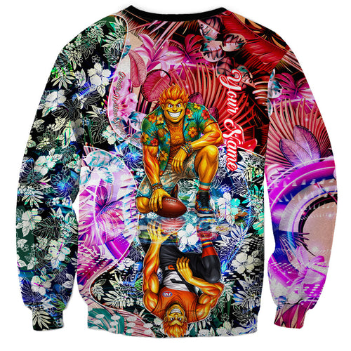 Personalized Greater Western Sydney Giants Sweatshirt Tropical Hibiscus Flowers - Pacific Fusion Style
