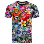 Personalized Greater Western Sydney Giants T Shirt Tropical Hibiscus Flowers - Pacific Fusion Style