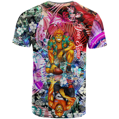 Personalized Greater Western Sydney Giants T Shirt Tropical Hibiscus Flowers - Pacific Fusion Style