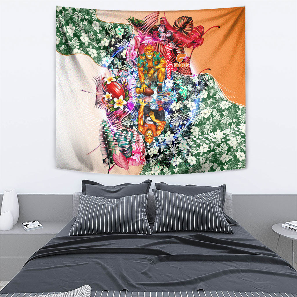 Personalized Greater Western Sydney Giants Tapestry Tropical Hibiscus Flowers - Pacific Fusion Style