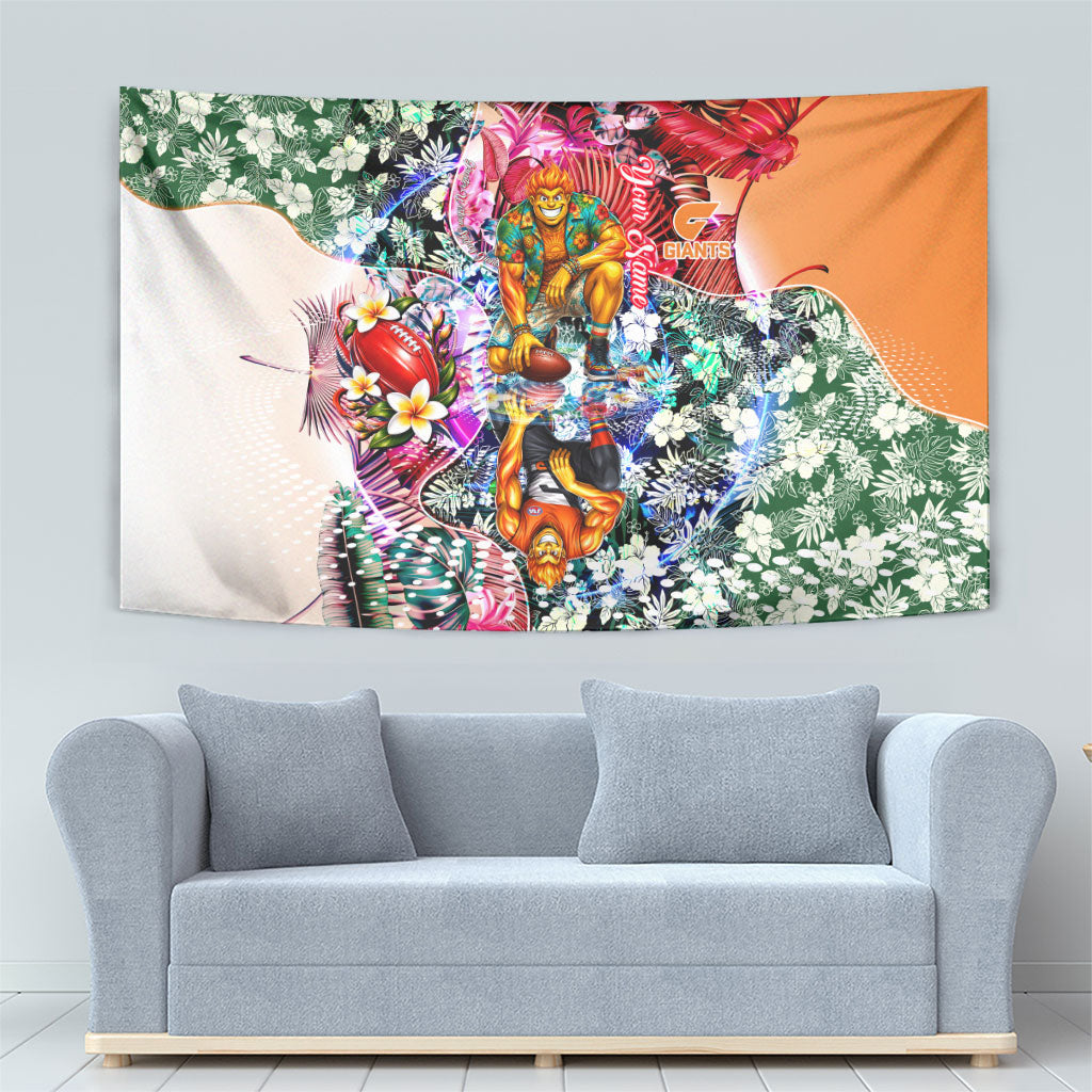 Personalized Greater Western Sydney Giants Tapestry Tropical Hibiscus Flowers - Pacific Fusion Style