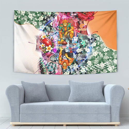 Personalized Greater Western Sydney Giants Tapestry Tropical Hibiscus Flowers - Pacific Fusion Style