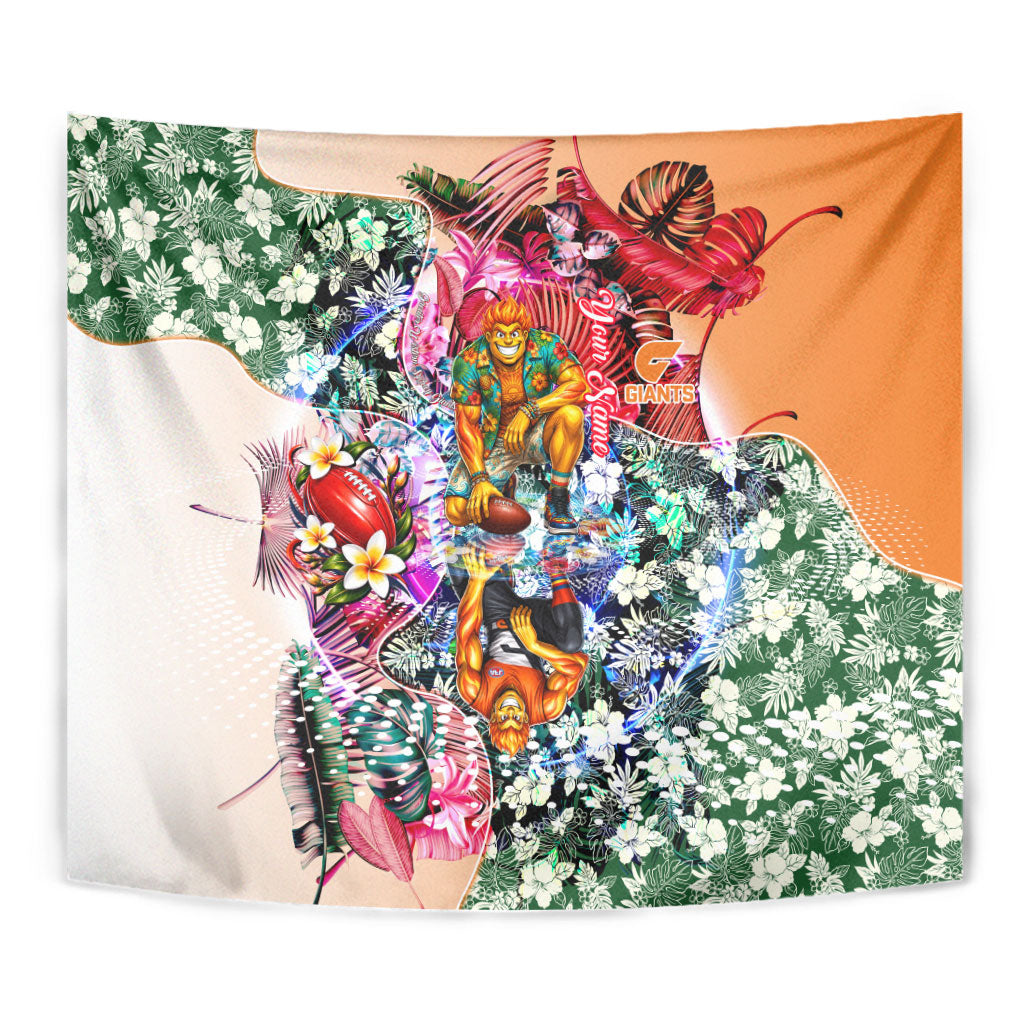 Personalized Greater Western Sydney Giants Tapestry Tropical Hibiscus Flowers - Pacific Fusion Style