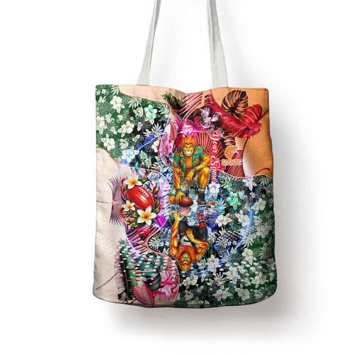 Personalized Greater Western Sydney Giants Tote Bag Tropical Hibiscus Flowers - Pacific Fusion Style