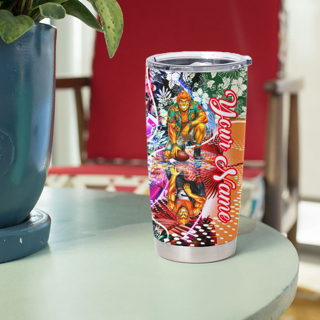 Personalized Greater Western Sydney Giants Tumbler Cup Tropical Hibiscus Flowers - Pacific Fusion Style