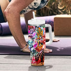 Personalized Greater Western Sydney Giants Tumbler With Handle Tropical Hibiscus Flowers - Pacific Fusion Style