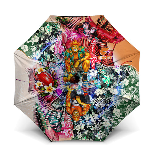 Personalized Greater Western Sydney Giants Umbrella Tropical Hibiscus Flowers - Pacific Fusion Style