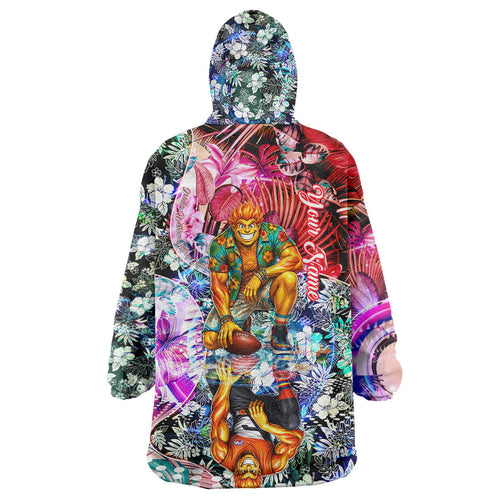 Personalized Greater Western Sydney Giants Wearable Blanket Hoodie Tropical Hibiscus Flowers - Pacific Fusion Style