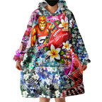 Personalized Greater Western Sydney Giants Wearable Blanket Hoodie Tropical Hibiscus Flowers - Pacific Fusion Style