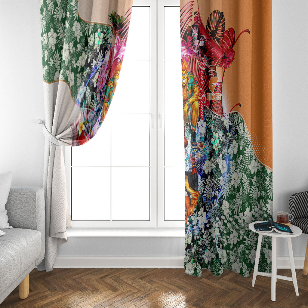 Personalized Greater Western Sydney Giants Window Curtain Tropical Hibiscus Flowers - Pacific Fusion Style