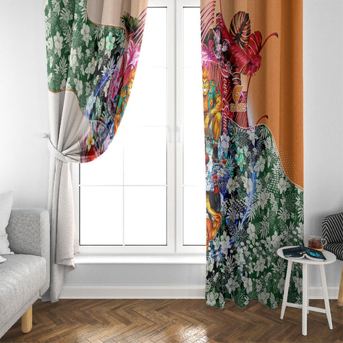 Personalized Greater Western Sydney Giants Window Curtain Tropical Hibiscus Flowers - Pacific Fusion Style